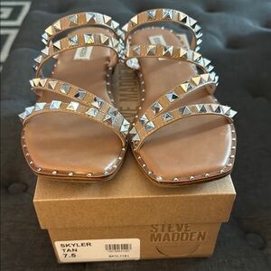 Steve Madden Tan Crystal Embellished Sandals